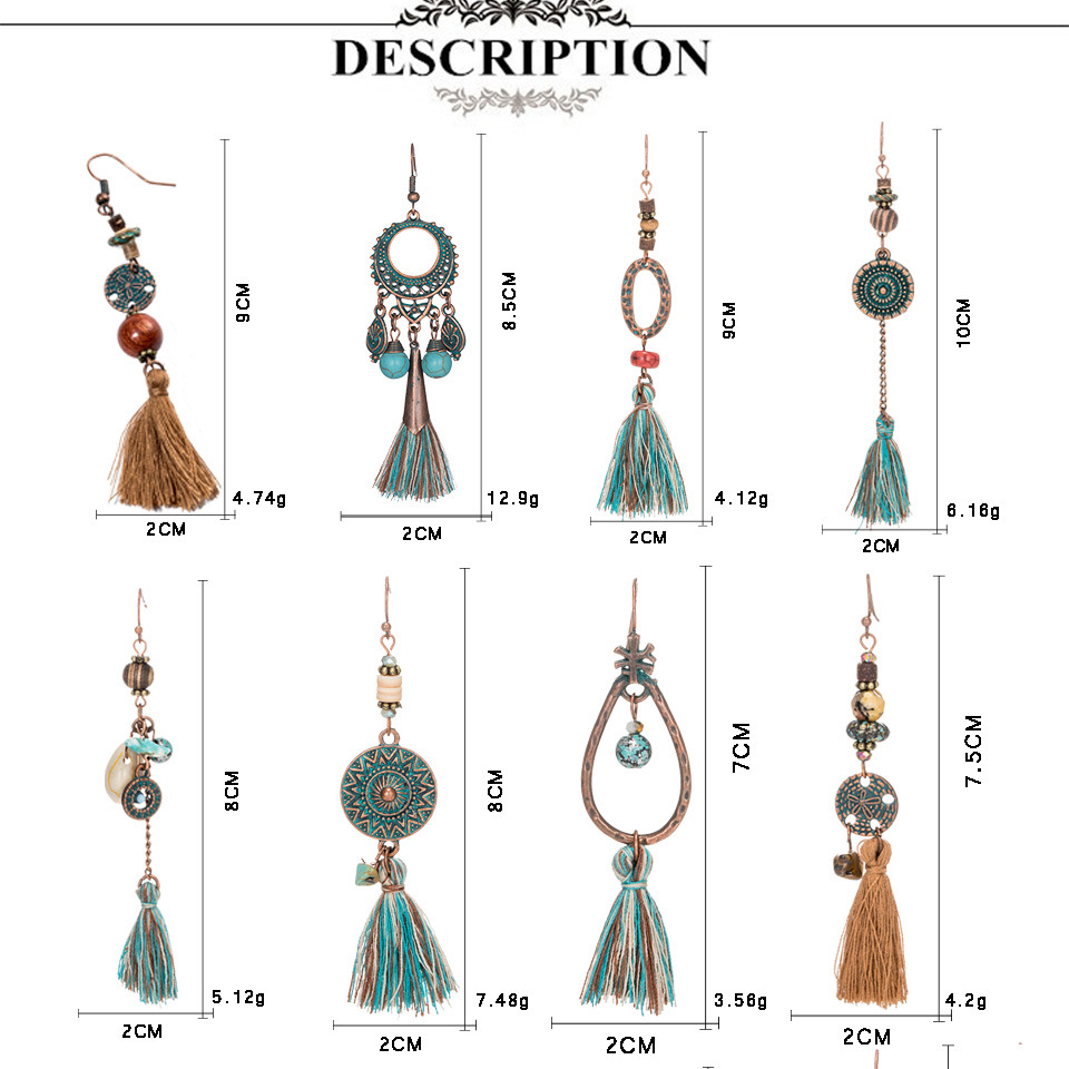 Ethnic Style Alloy Long Tassel Earrings display picture 1