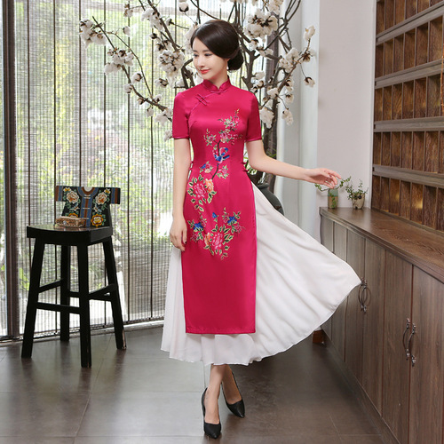 Chinese Dress Qipao for women Cheongsam Vietnam Odey cheongsam skirt long dress women&apos;s dress Retro