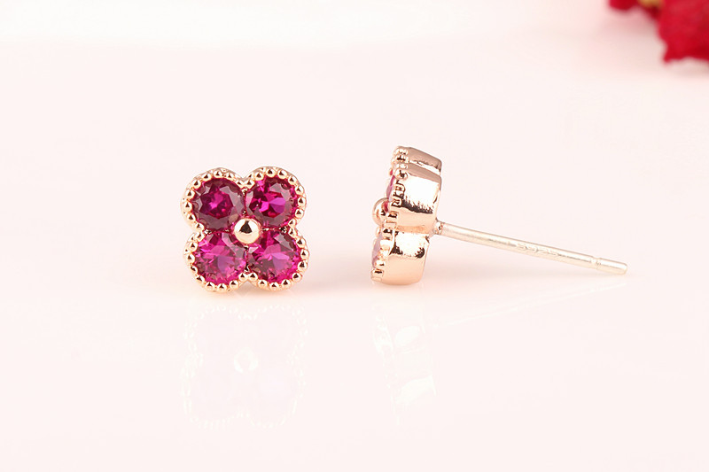 Ear Studs Classification 1 Pair Quantity 1 Pair Casual Simple Style Flower Plating Inlay Copper Artificial Gemstones Ear Studs