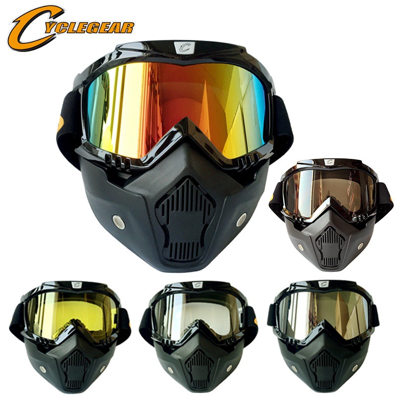 motorcycle Helmet cycling face shield Goggles suit outdoors cross-country Halley Goggles Detachable Mask