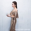 Long-style evening dress bare back shoulder-length breast-wiping