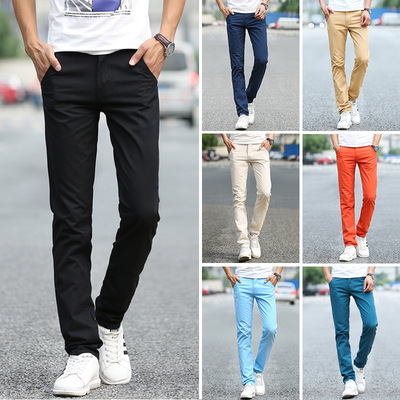 2019 Spring and summer Thin section Casual pants man Youth Self cultivation Straight pure cotton trousers fashion Korean Edition men's wear