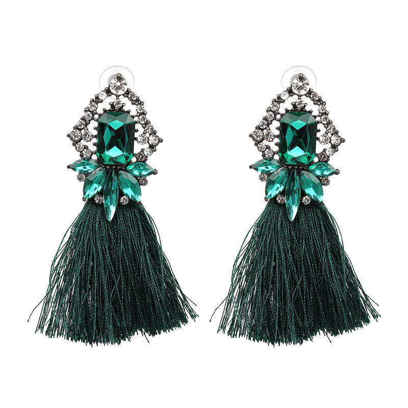 Fashion Retro Glass Tassel Earrings display picture 4