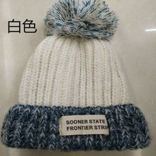 秋冬季新款针织帽子 女士韩国混色贴标加厚保暖毛线帽子批发
