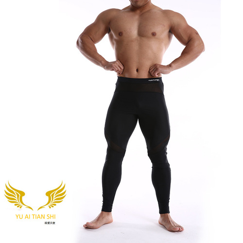 Men's nylon mid-waist sports fitness cycling pants, fashionable casual pants, one-piece drop shipping tight pants for men