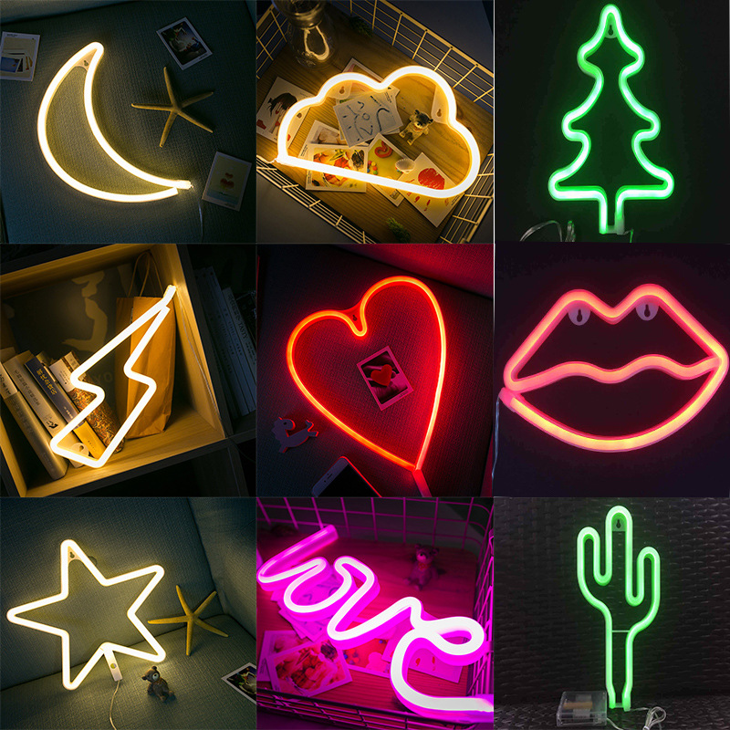 INS decorative girl heart love firebird fairy palm neon lantern…
