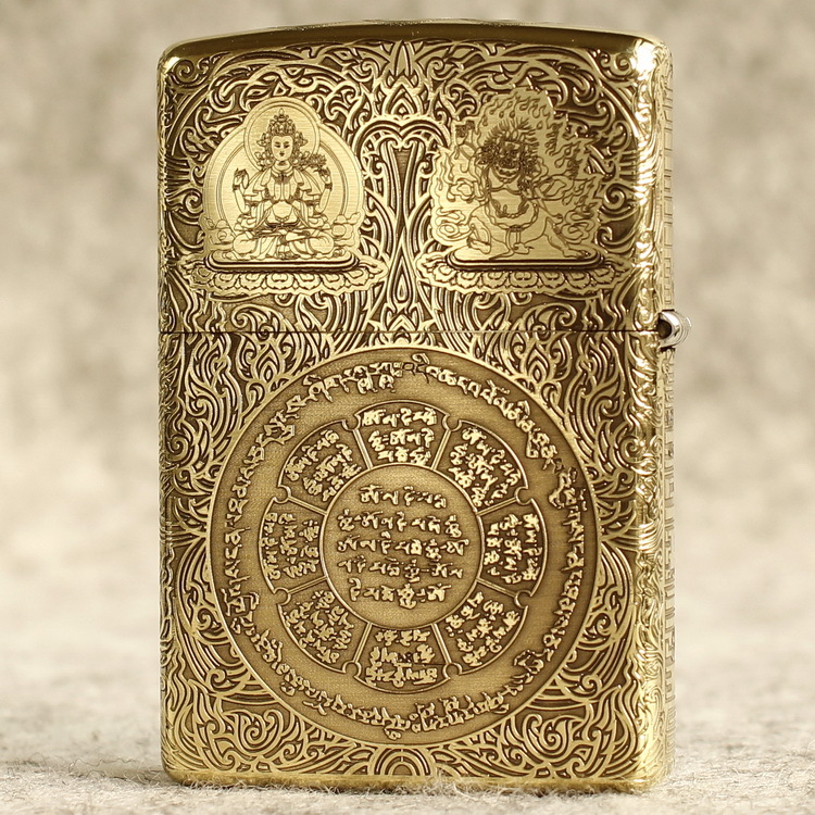 正品zippo防風打火機純銅 盔甲 五面精雕蝕刻九宮八卦 露天拍賣