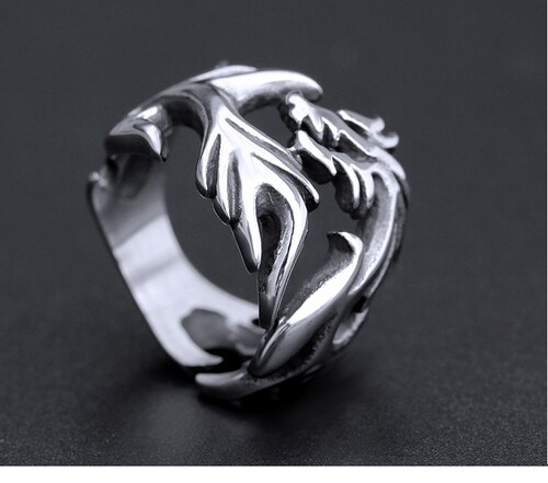 Korean style personalized domineering dragon ring men's dragon pattern ring fashion retro alloy ring trendy men's punk jewelry