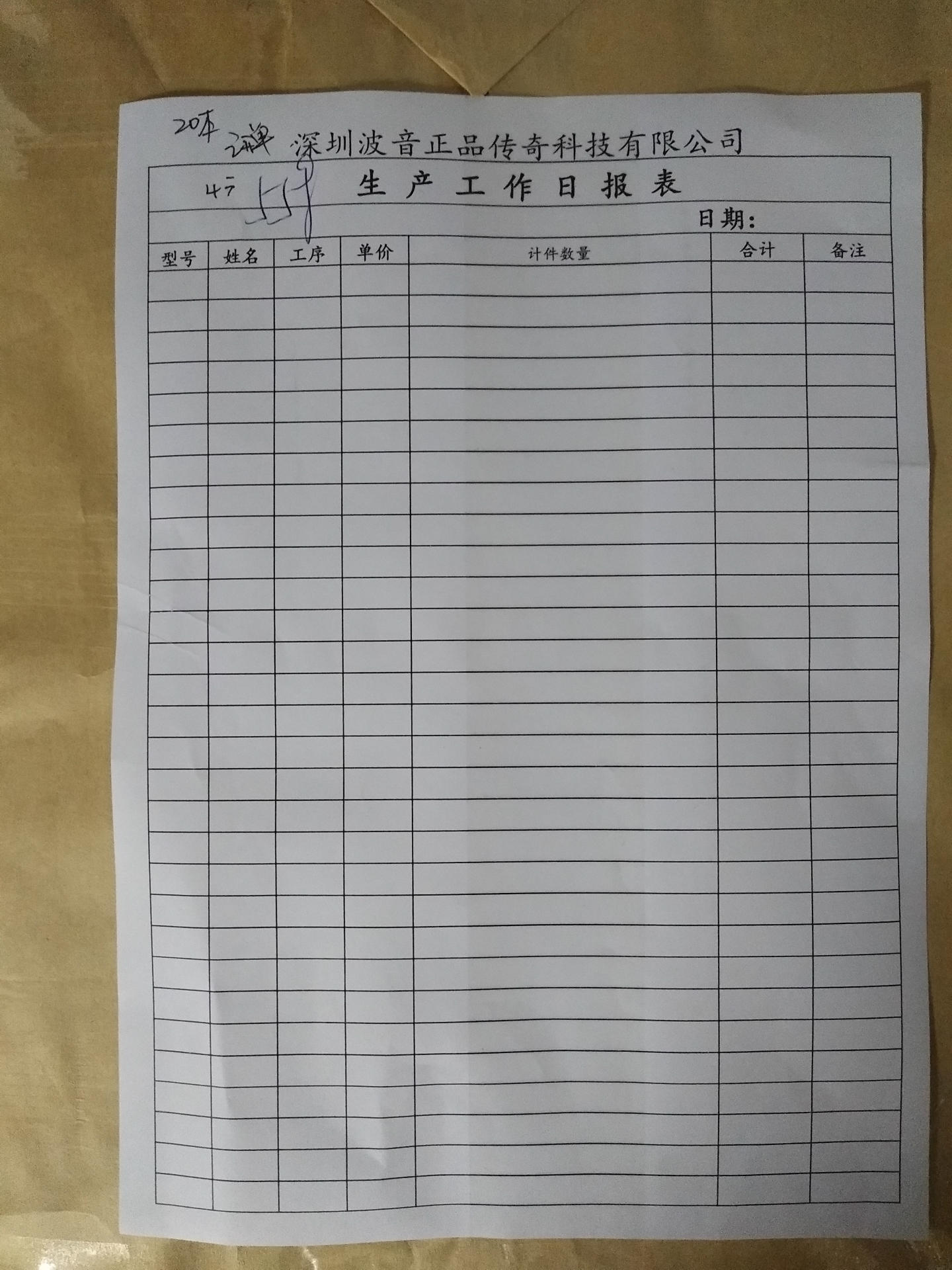 印刷报表生产记录 首检检验日报表 包装出货报告 QC检测日报表