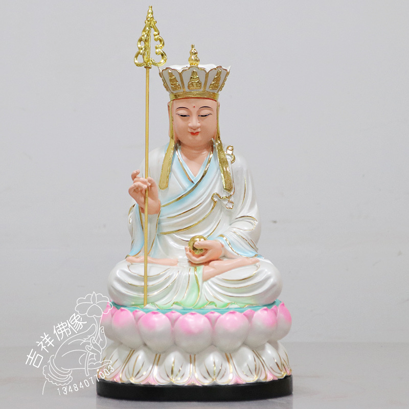 Buddha factory wholesale supply resin Buddha statue family Worship 40 a centimeter Pearl White Ksitigarbha Buddha statue Decoration