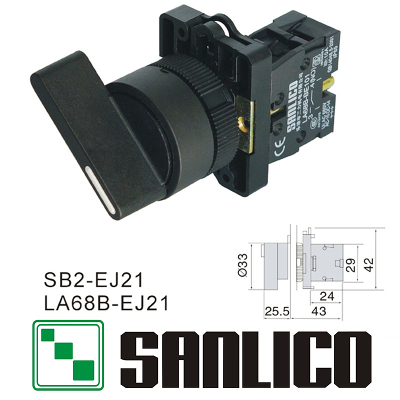 塑料长柄两三档位选择转换旋转按钮开关SB2 XB2 LA68B-EJ21 EJ33