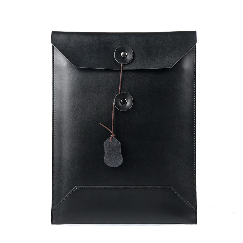 Men's and women's hand bag business fashion 13 inch computer bag drawstring leather kraft bag simple personality bag wholesale