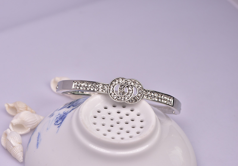 Double Ring Gemstone Bangle Bracelet For Women Elegant Jewelry_voghion.com