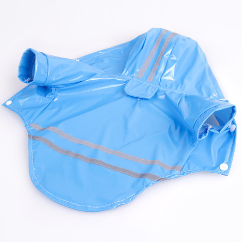 Foreign trade dog clothes spring and summer PU reflective pet raincoat dog hooded weatherproof raincoat