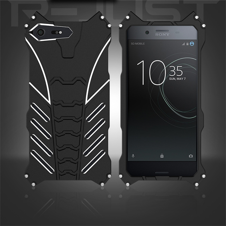 R-Just Batman Shockproof Aluminum Shell Metal Case with Custom Stent for Sony Xperia XZ Premium