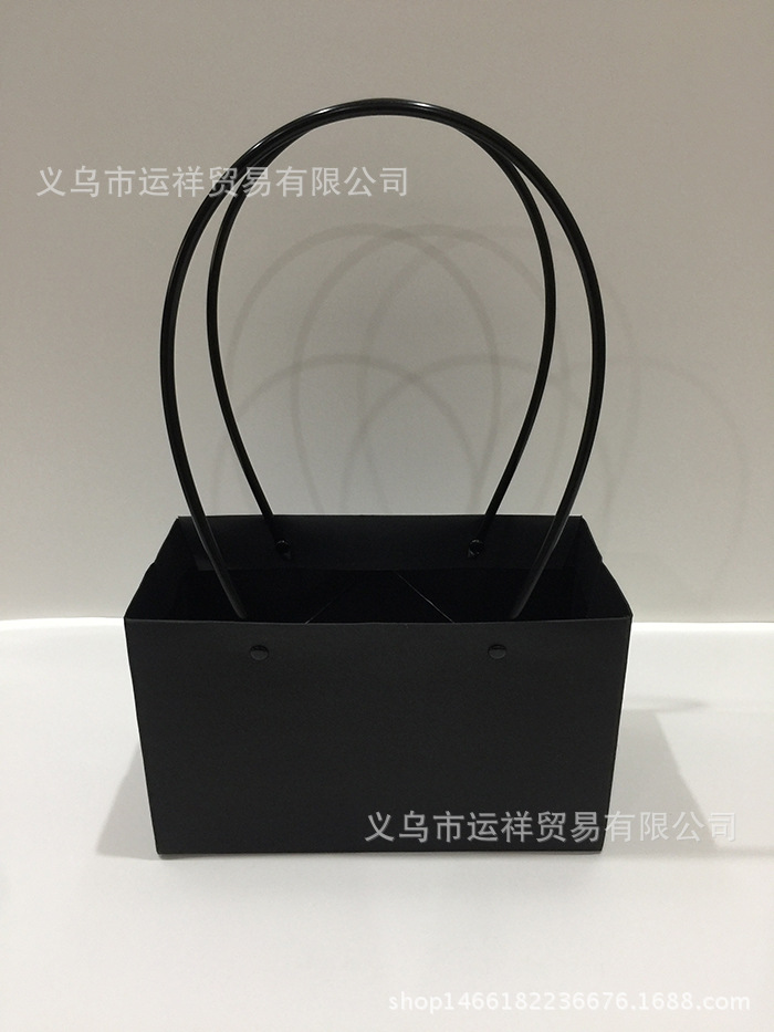 黑卡纸袋花盆情人节鲜花店包装材料手提袋防水袋多肉绿植鲜盆栽袋