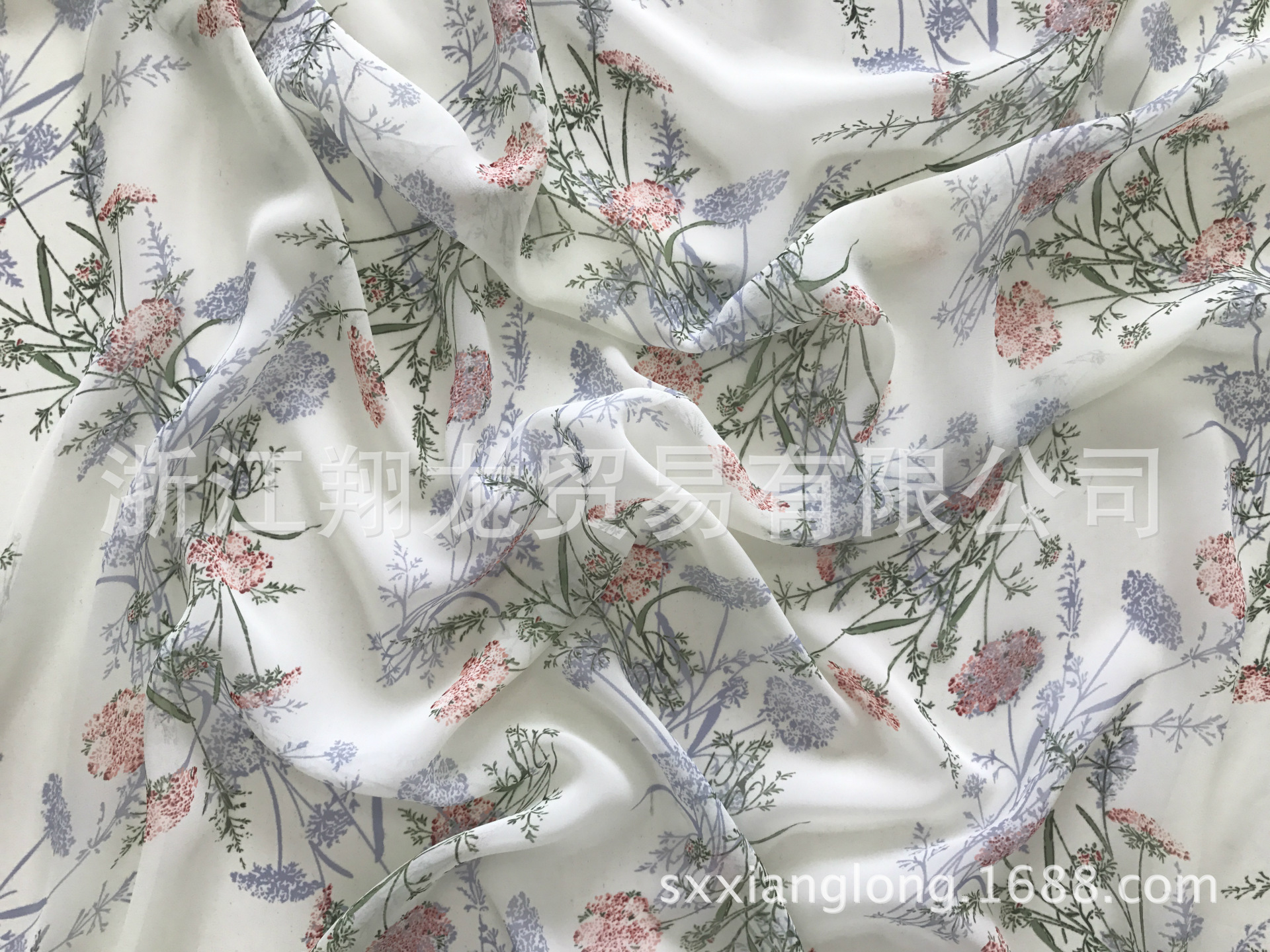 【翔龙印花 XL922】复古野菊植物印花  柔软飘逸女装雪纺涤纶面料