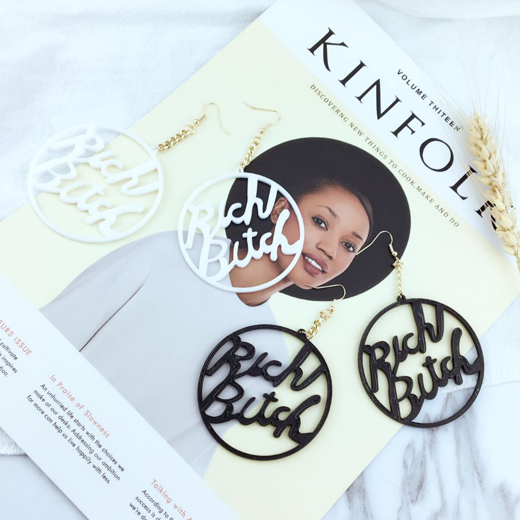 欧美夸张流行新款饰品夜店舞台个性气质亚克力长款大耳环耳钉批发