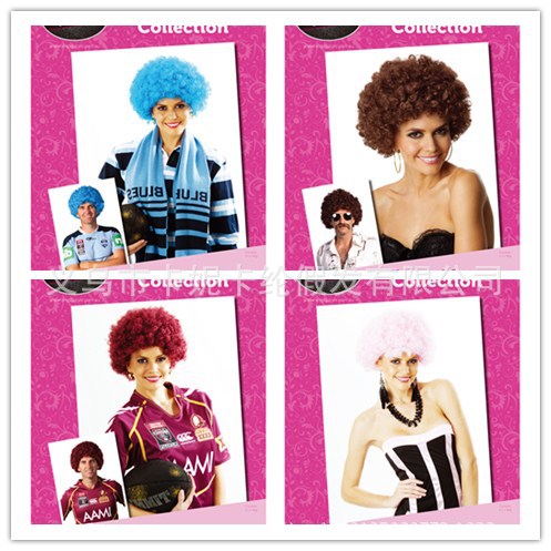 Perucas de espectáculo de color fan rizos extraños esponjoso explosivo cabeza payaso peluca