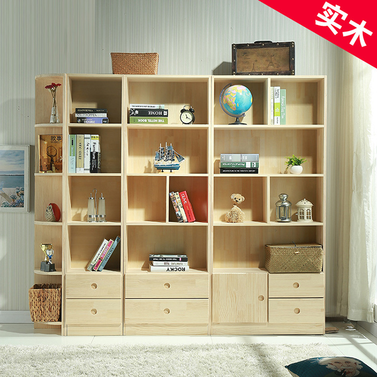 简约实木家具书架多功能带门柜子货架样品展示架储物柜简约可定制