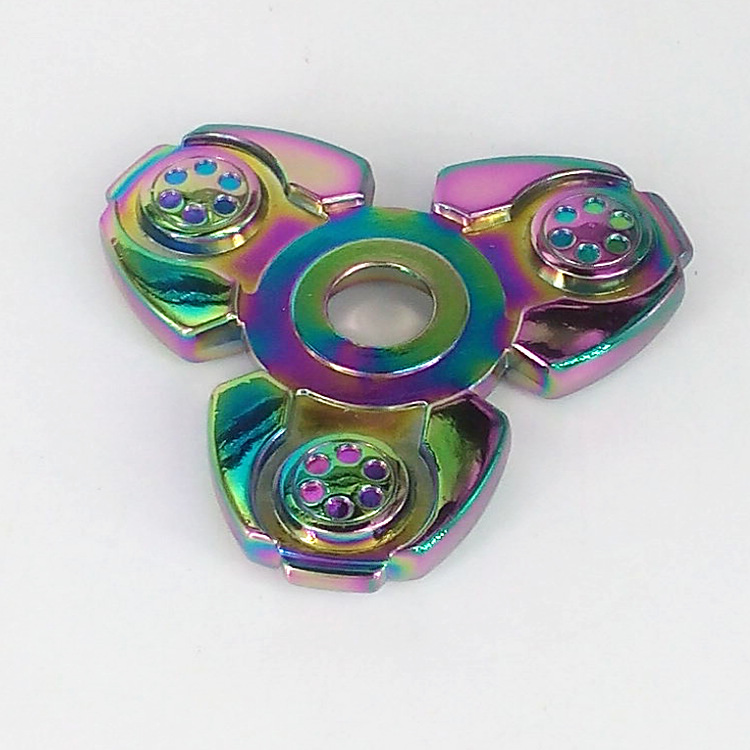 指上陀螺真空电镀厂IP镀彩色锌合金七彩电镀加工指尖陀螺电镀彩色