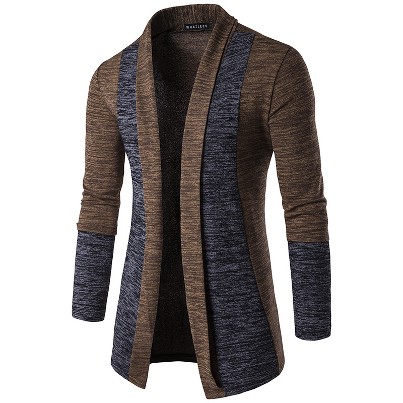 Sumitong New Style Men's placket sleeve contrast cardigan sweater men's color matching sweater large men's jacket