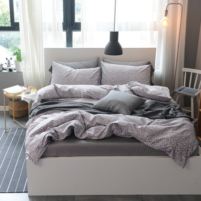 北欧简约纯棉四件套床上用品全棉4件套 床单被套学生宿舍套件