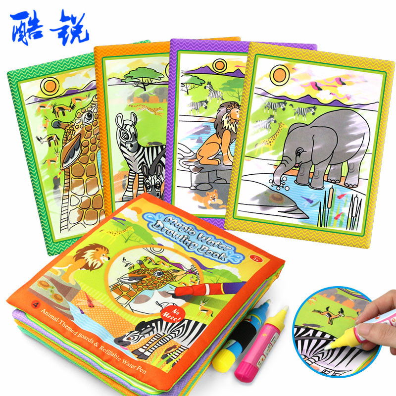 跨境動物款兒童早教啟蒙學習字母水畫布書魔法書水魔法畫布