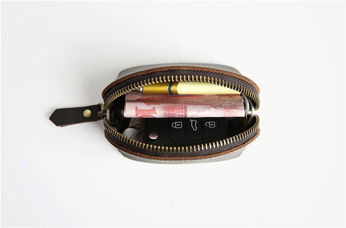 Korean version of creative retro crazy horse leather first layer cowhide mini shell coin purse for men and women genuine leather coin bag storage bag
