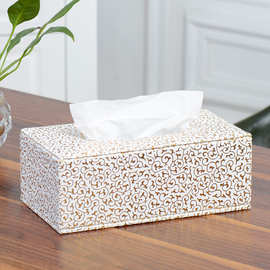 高档金色皮质纸巾盒 餐巾纸盒 酒店KTV宾馆抽纸盒 纸抽盒欧式创意