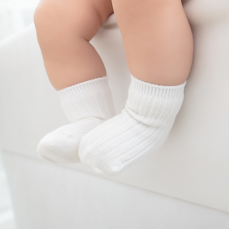 Calcetines para niños primavera y otoño aguja doble color sólido algodón peinado boca suelta calcetines para bebés niños y niñas calcetines de media pantorrilla calcetines para bebés