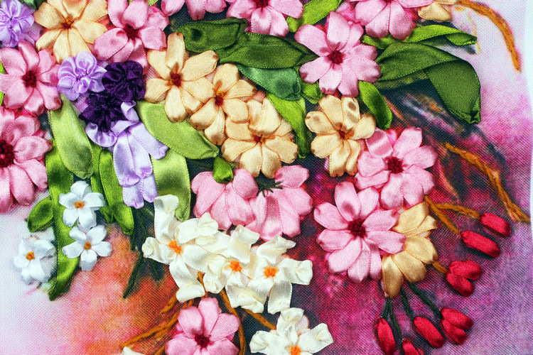 Oujin nianhua Bordado de La Cinta Directa de Fábrica de impresión en color pintura colgante Rocío flor gruesa sala de estar entrada de la sala de pintura decorativa