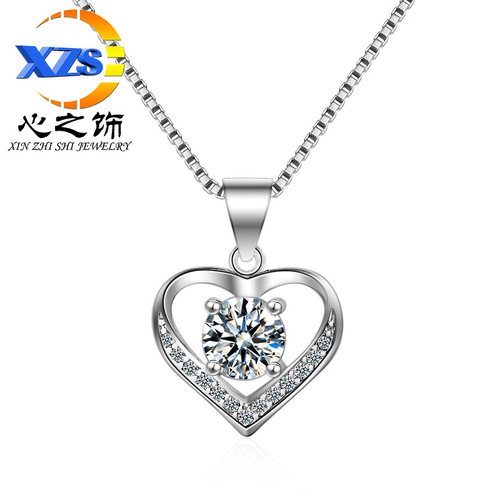 Necklace New Korean Style Simple Versatile Personalized Diamond Heart Pendant Jewelry Manufacturer Wholesale
