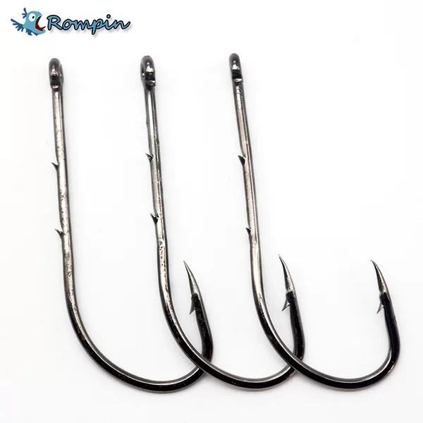 92247 double back Thorn single hook tube with ring long handle high carbon steel barbed straight eye tide hook sea fishing hook fishing gear