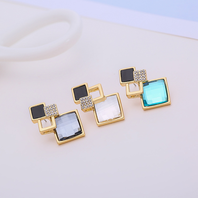 Geometrische Kristall Ohrstecker Für Damen Modeschmuck_voghion.com