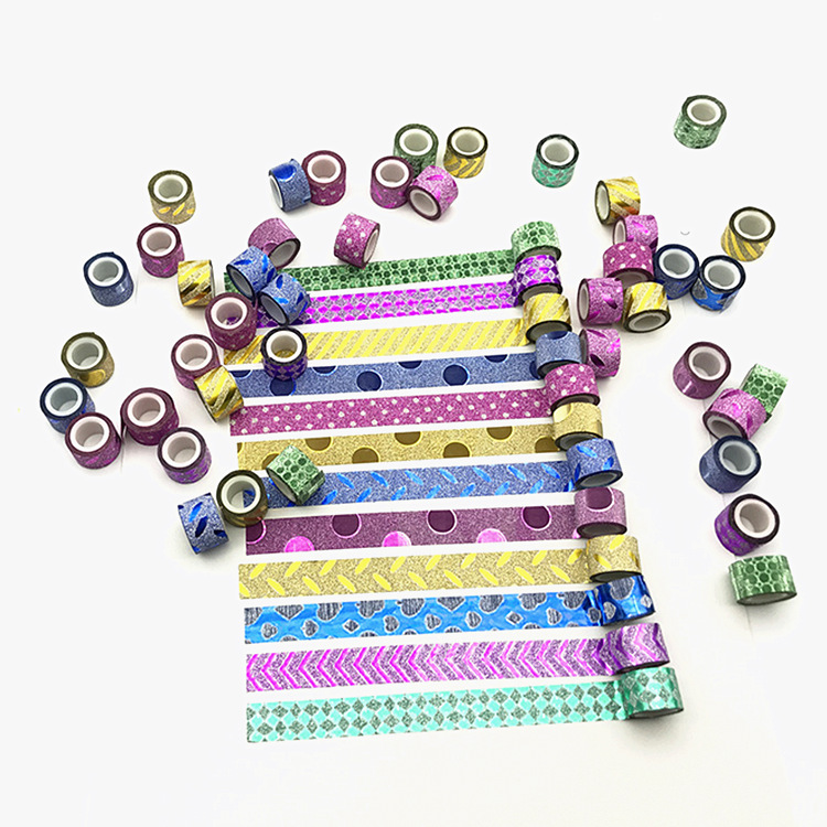 清晰可爱金葱粉胶带 创意DIY文具相册装饰 彩虹闪粉无痕手账胶带