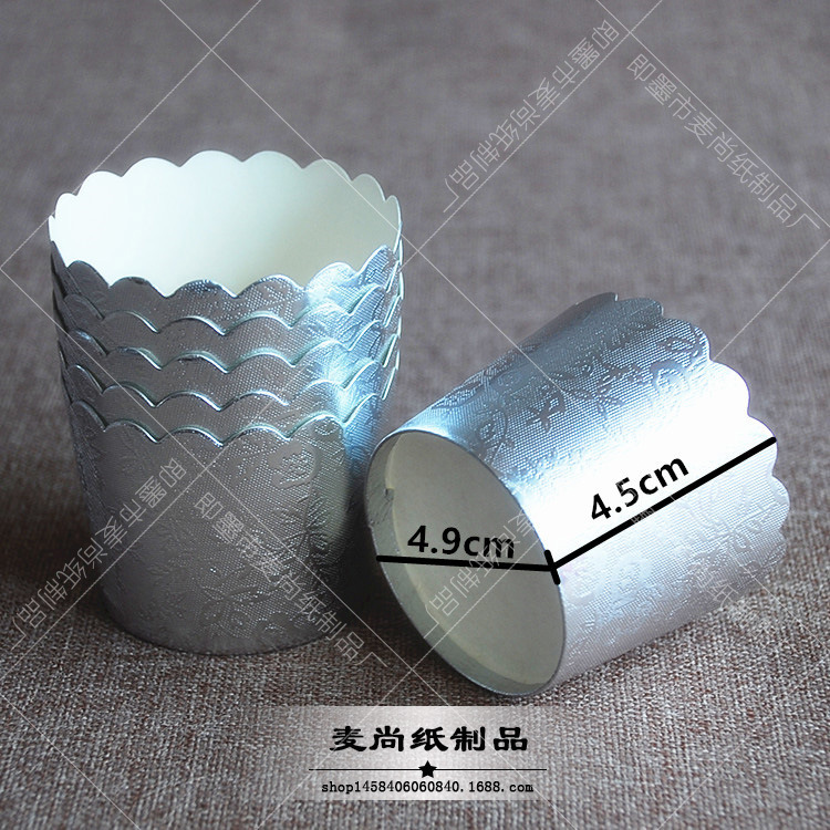 Oro y plata rojo y azul patrón taza pastel taza de papel Qi Feng papel soporte medio papel de aluminio resistente a altas temperaturas taza de papel para hornear