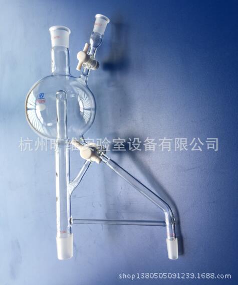 玻璃溶剂蒸馏头 四氟节门500ml/24# 玻璃溶剂蒸馏头订做
