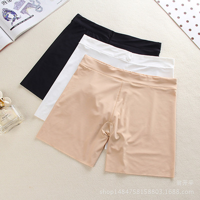 夏秋新款冰丝无痕安全裤防走光中腰高弹力三分女士内裤大码胖MM