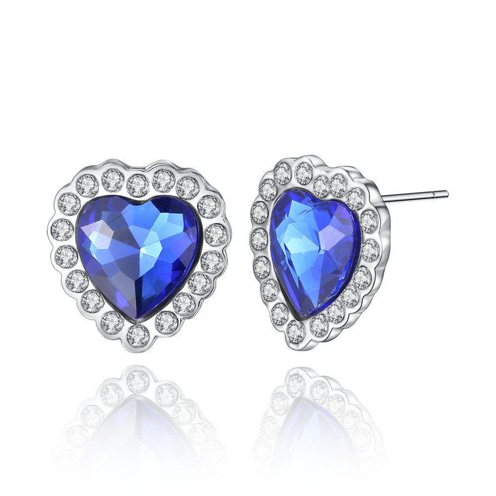 Hot Selling Classic Ocean Heart Crystal Earrings Wholesale Nihaojewelry display picture 1