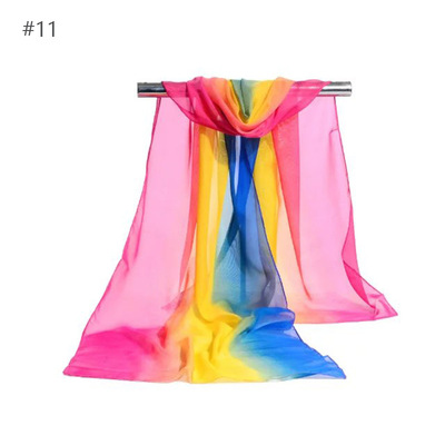 Traveling summer lady new pattern Chiffon colour Silk scarf spring and autumn Thin section Versatile Silk scarf Gradient Sunscreen scarf
