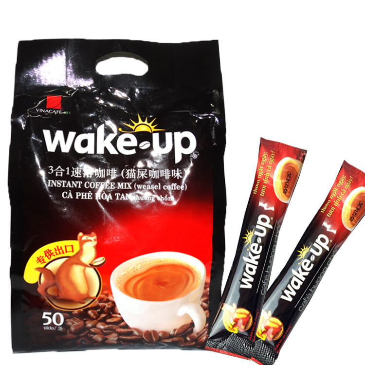 A large bulk wholesale Wake Up Cat poop coffee 850g, Vietnam imported three-in-one instant coffee