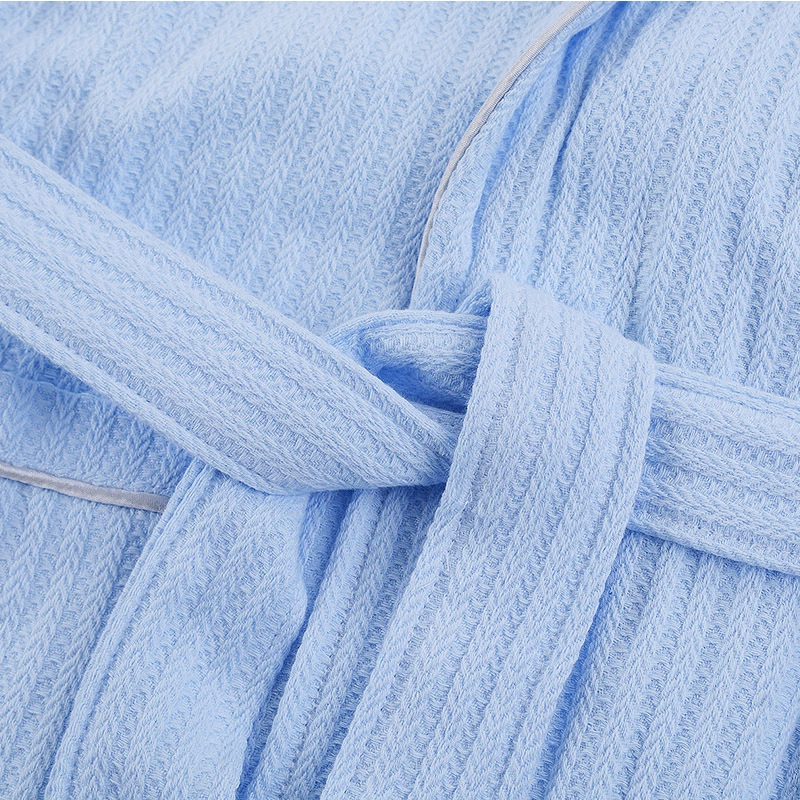 Bathrobe unisex cotton spring thin, lightweight pajama robe with contrast piping