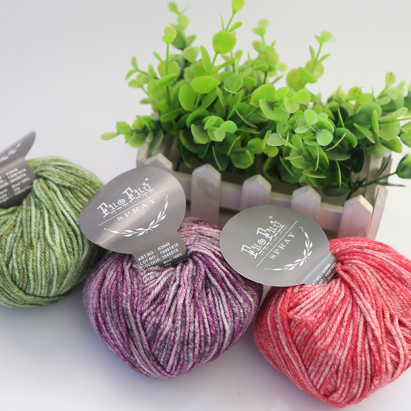 FILOFILU手编喷染油画花式纱中细棒针围巾外套毛衣线秋冬全羊毛线