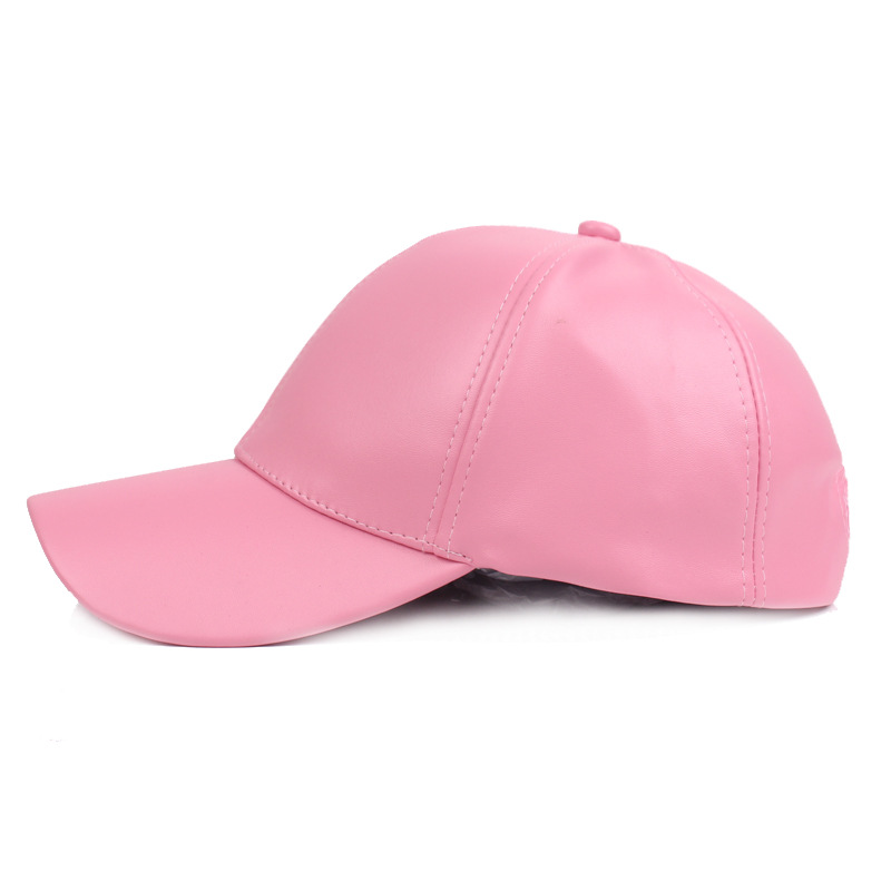 Leder Duckbill Cap Light Board Baseball Cap Herren und Damen Leder Cap Herbst PU Cap Monochrom Damen Modische und vielseitige Reise Cap_voghion.com