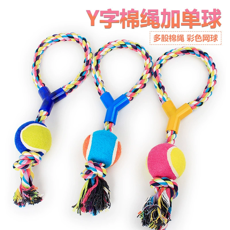 Игрушка для питомца из хлопковой верёвки в форме Y, теннисный мяч, 38 см, 160 g, прочная для жевания и принесения