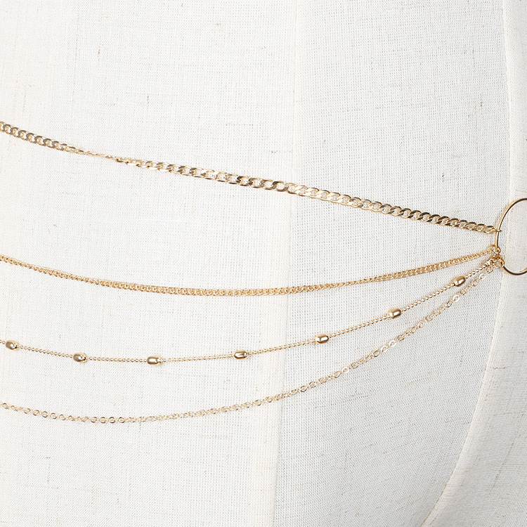 26g Weight Waist Chain Classification Women'S Gender Basic Style Gold Color  Fashion Trouser Chain Hand-woven Geometric Circle Metal Multi-layer Chain Waist Chain 3