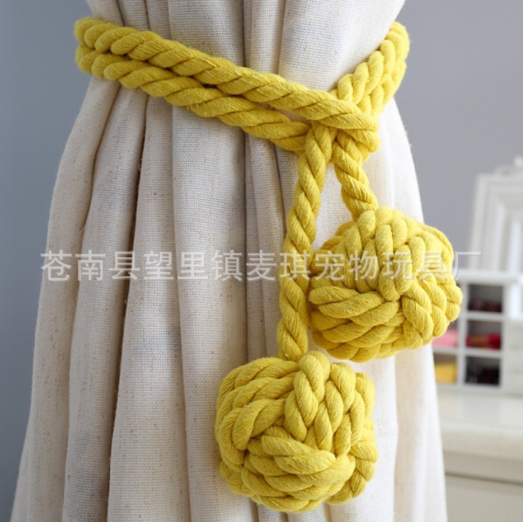 Simple Hand-woven Cotton String Ball Tie-up Curtain Decoration Wholesale display picture 12