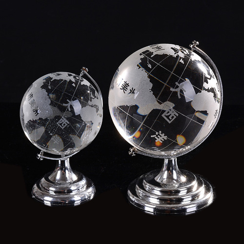 Globe large and small crystal ball desktop ornaments crystal crafts home decoration gifts holiday couple gifts