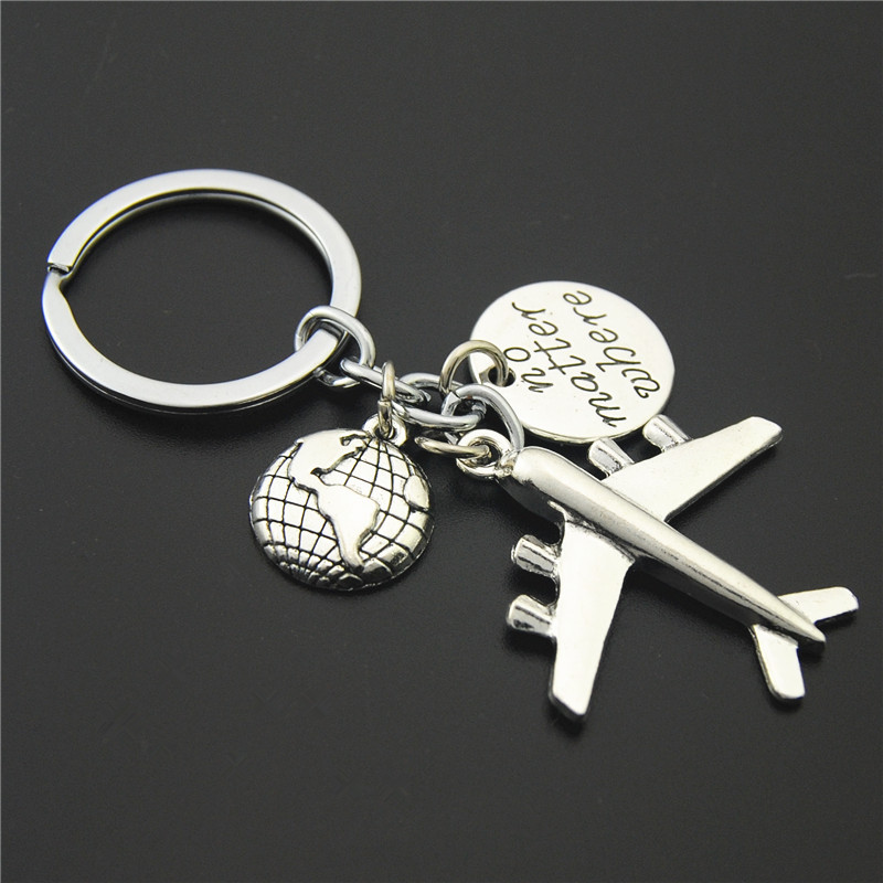 Fashion Round Letter Airplane Alloy Keychain display picture 3